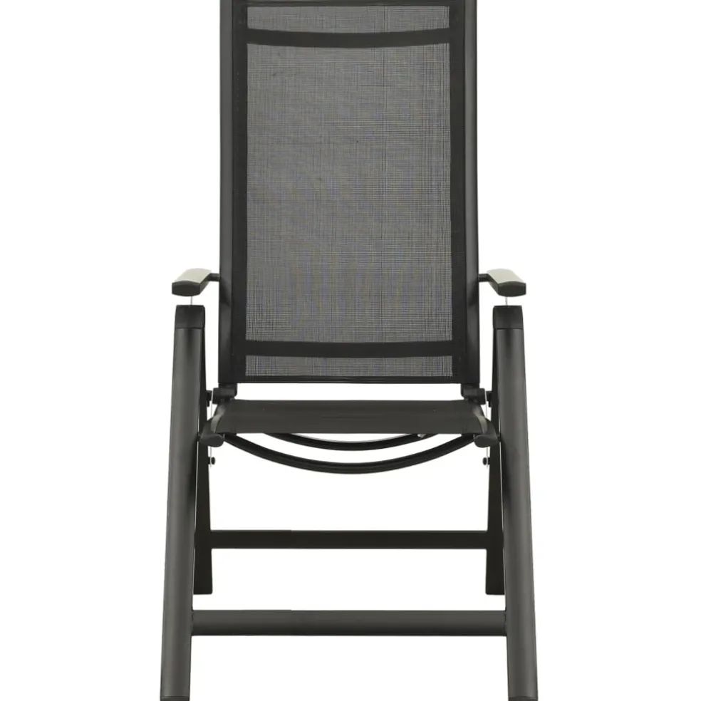 vidaXL Opklapbare stoelen, 2 stuks, van textiel en aluminium, zwart.