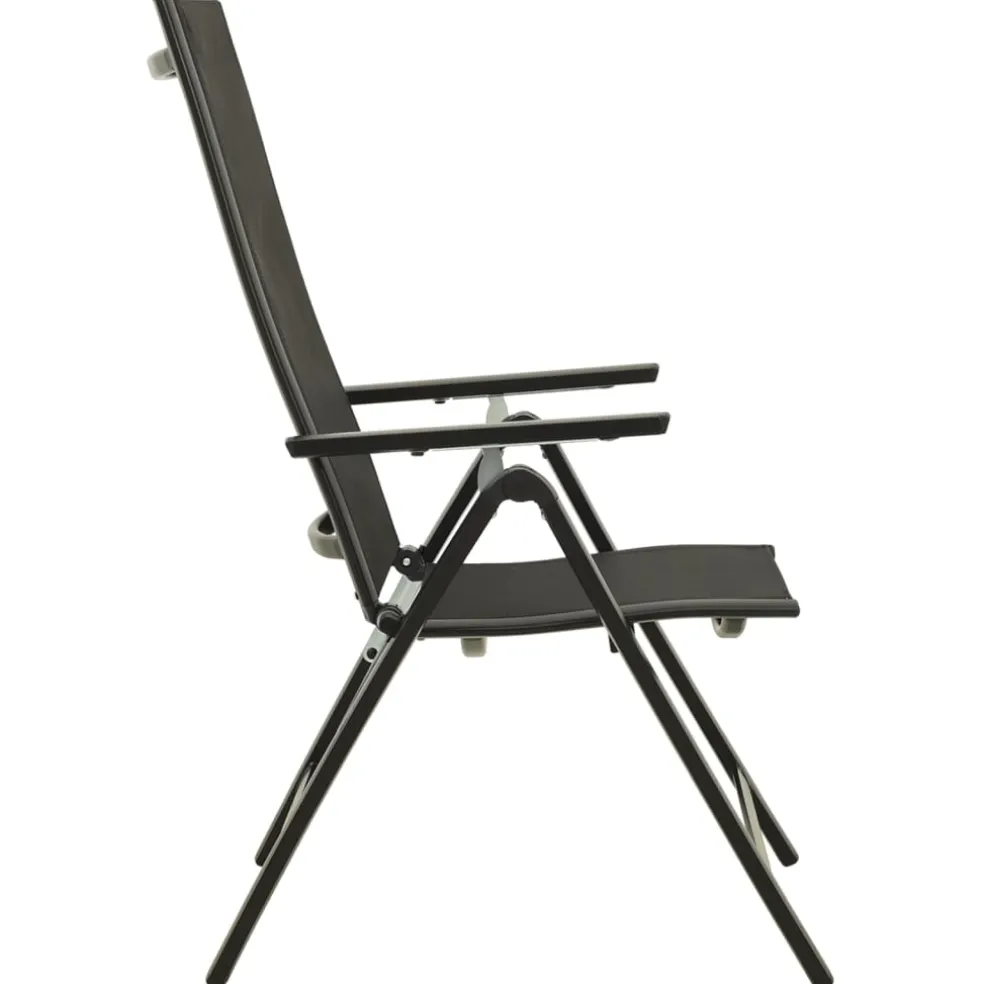 vidaXL Opklapbare stoelen, 2 stuks, van textiel en aluminium, zwart.