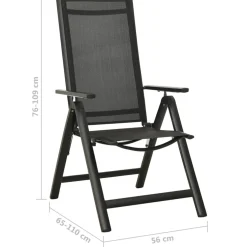 vidaXL Opklapbare stoelen, 2 stuks, van textiel en aluminium, zwart.