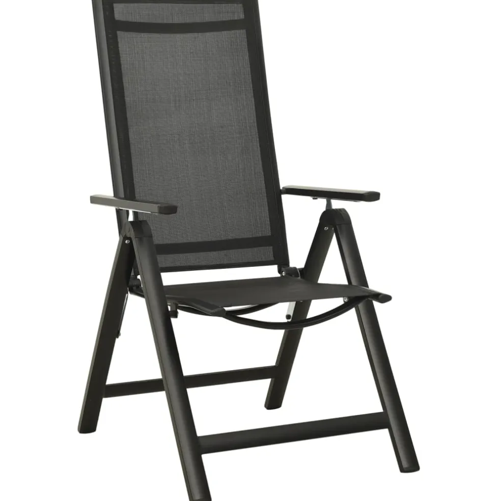 vidaXL Opklapbare stoelen, 2 stuks, van textiel en aluminium, zwart.