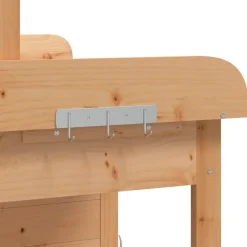 vidaXL Oppottafel met kast 110,5x45x124,5 cm massief vurenhout bruin