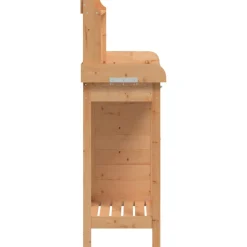 vidaXL Oppottafel met kast 110,5x45x124,5 cm massief vurenhout bruin