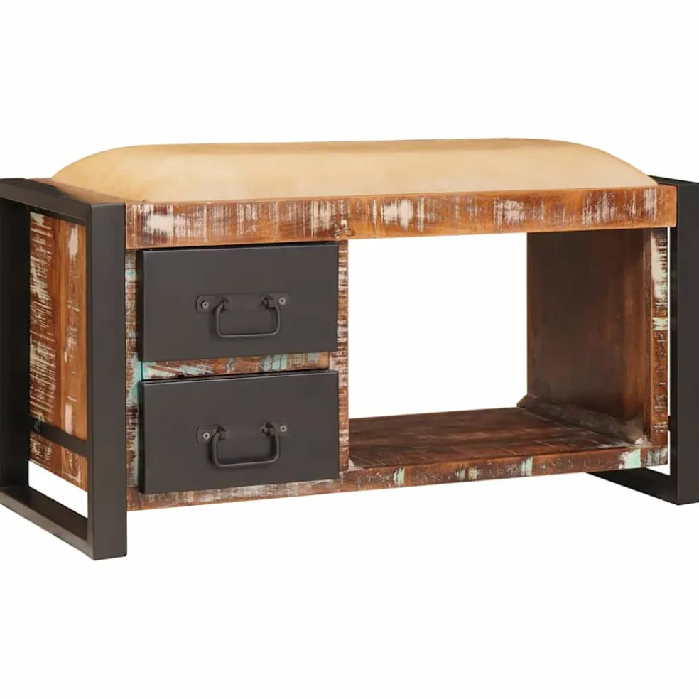 vidaXL Opslagbank Multikleur 80 x 35 x 40 cm Massief gerecycled hout