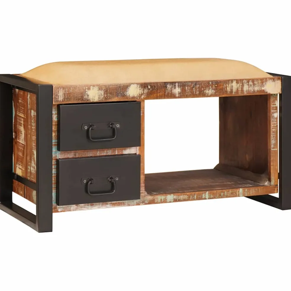 vidaXL Opslagbank Multikleur 80 x 35 x 40 cm Massief gerecycled hout