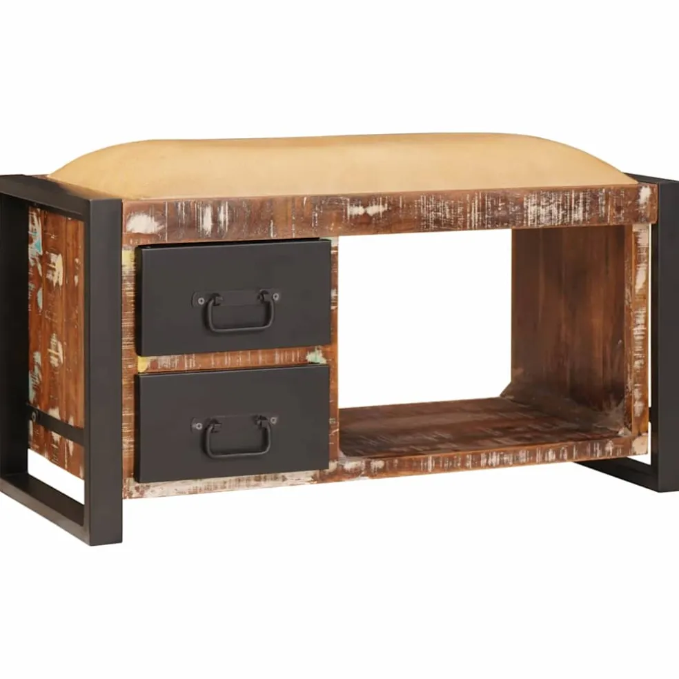 vidaXL Opslagbank Multikleur 80 x 35 x 40 cm Massief gerecycled hout