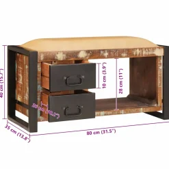 vidaXL Opslagbank Multikleur 80 x 35 x 40 cm Massief gerecycled hout