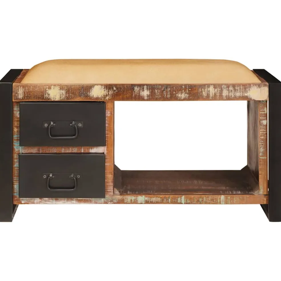 vidaXL Opslagbank Multikleur 80 x 35 x 40 cm Massief gerecycled hout