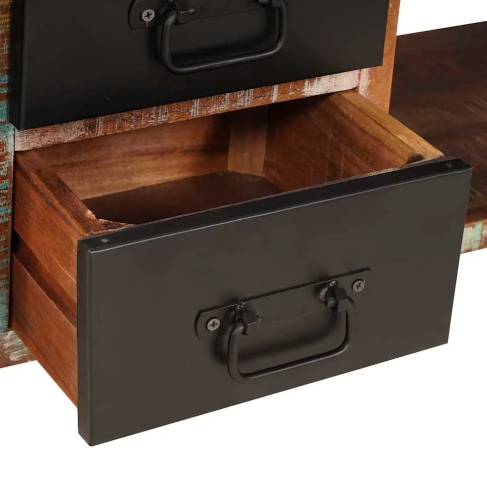 vidaXL Opslagbank Multikleur 80 x 35 x 40 cm Massief gerecycled hout