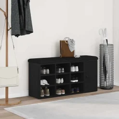 vidaXL Opslagbank Zwart Eiken 102 x 32 x 50 cm Bewerkt hout