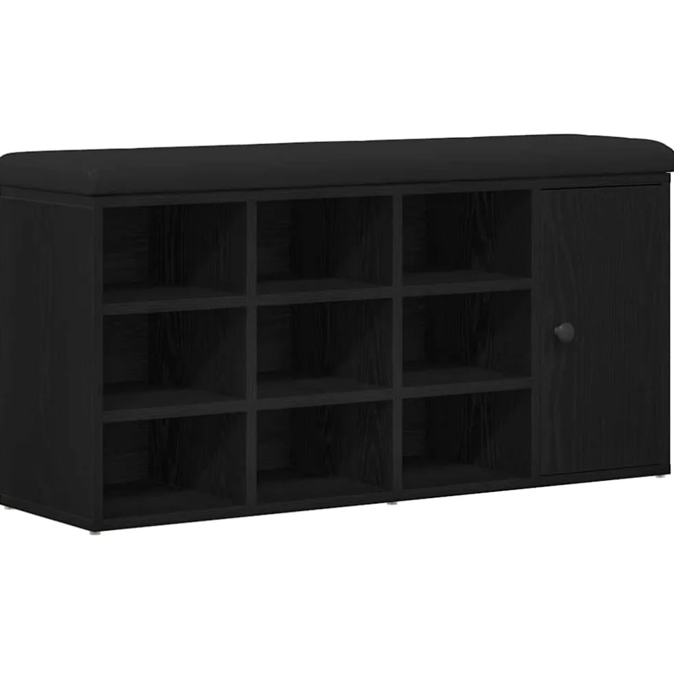 vidaXL Opslagbank Zwart Eiken 102 x 32 x 50 cm Bewerkt hout