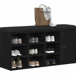 vidaXL Opslagbank Zwart Eiken 102 x 32 x 50 cm Bewerkt hout