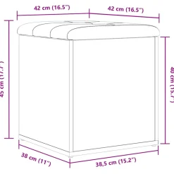 vidaXL Opslagbank Zwart Eiken 42 x 42 x 45 cm Bewerkt hout