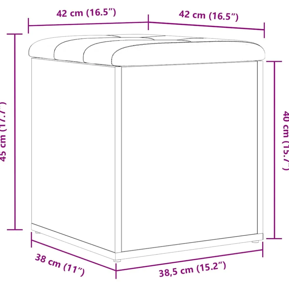 vidaXL Opslagbank Zwart Eiken 42 x 42 x 45 cm Bewerkt hout
