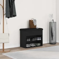 vidaXL Opslagbank Zwart Eiken 62 x 32 x 50 cm Bewerkt hout