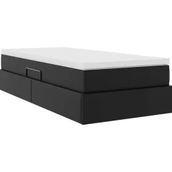 vidaXL Opslag bed met matras met matras Zwart 90 x 190 cm Nep Leer
