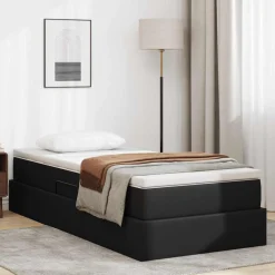 vidaXL Opslag bed met matras met matras Zwart 90 x 190 cm Nep Leer