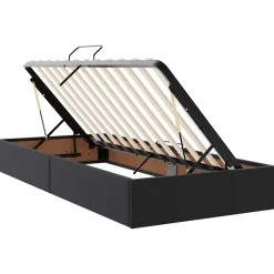 vidaXL Opslag bed met matras met matras Zwart 90 x 190 cm Nep Leer