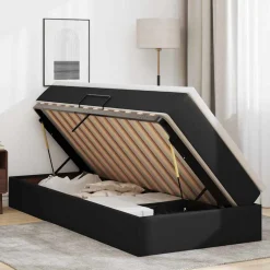 vidaXL Opslag bed met matras met matras Zwart 90 x 190 cm Nep Leer