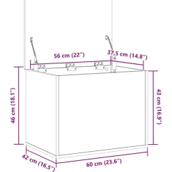 vidaXL Opslagdoos Zwart eiken 60 x 42 x 46 cm Bewerkt hout