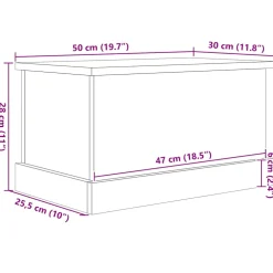vidaXL Opslagdoos Zwart eiken 50 x 30 x 28 cm Bewerkt hout