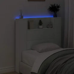 vidaXL Opslag hoofdeinde met LED Wit Bewerkt hout