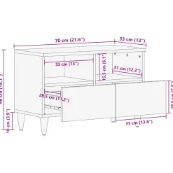 vidaXL Opslagkasten Multikleur 70 x 33,5 x 46 cm Massief Mango Hout