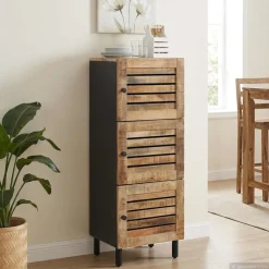 vidaXL Opslagkasten Naturel 40 x 33 x 110 cm Massief Mango Hout