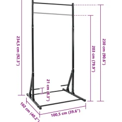 vidaXL Optrekstang Station Zwart 100,5 x 102 x 234,5 cm