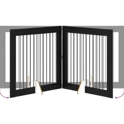 vidaXL Opvouwbaar hondenhek met standaards 2 st Zwart eiken 200,5 cm