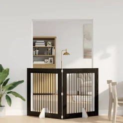 vidaXL Opvouwbaar hondenhek met standaards 2 st Zwart eiken 200,5 cm