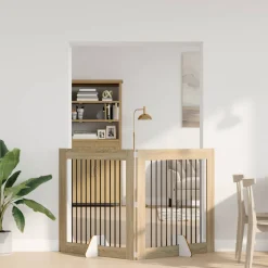 vidaXL Opvouwbaar hondenhek met standaards 2 st Sonoma Eiken 200,5 cm