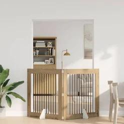 vidaXL Opvouwbaar hondenhek met standaards 2 st Artisanaal eiken