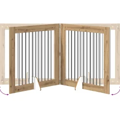 vidaXL Opvouwbaar hondenhek met standaards 2 st Artisanaal eiken