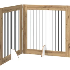 vidaXL Opvouwbaar hondenhek met standaards 2 st Artisanaal eiken