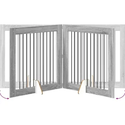 vidaXL Opvouwbaar hondenhek met standaards 2 st Grijs Sonoma 200,5 cm