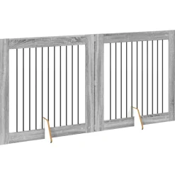 vidaXL Opvouwbaar hondenhek met standaards 2 st Grijs Sonoma 200,5 cm