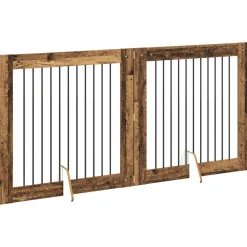vidaXL Opvouwbaar hondenhek met standaards 2 st Oud hout 200,5 cm