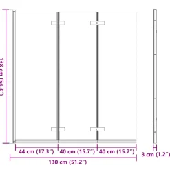 vidaXL Opvouwbare Douchewand Goud 130 x 138 cm ESG-glas en aluminium