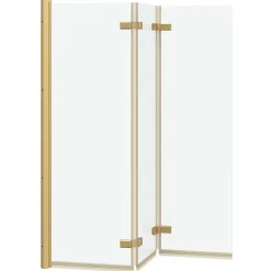 vidaXL Opvouwbare Douchewand Goud 130 x 138 cm ESG-glas en aluminium