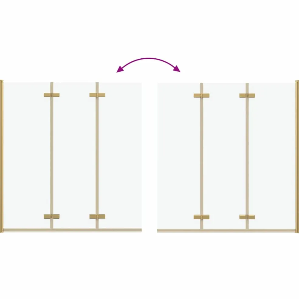 vidaXL Opvouwbare Douchewand Goud 130 x 138 cm ESG-glas en aluminium