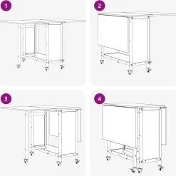 vidaXL Opvouwbare eettafel met wielen 130 x 80 x 76,5 cm staal PB