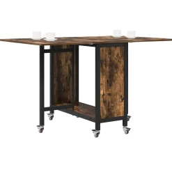 vidaXL Opvouwbare eettafel met wielen 130 x 80 x 76,5 cm staal PB