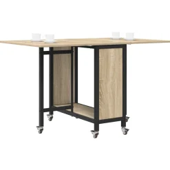 vidaXL Opvouwbare eettafel met wielen 130 x 80 x 76,5 cm staal PB