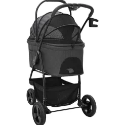 vidaXL Opvouwbare Huisdierenwagen Zwart 78 x 54 x 101 cm Polyester