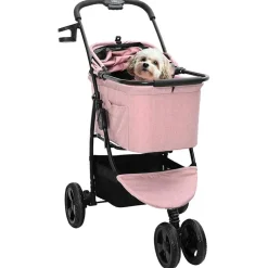 vidaXL Opvouwbare Huisdierenwagen Roze 78 x 54 x 101 cm Polyester