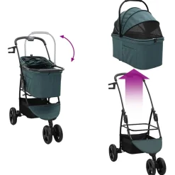 vidaXL Opvouwbare Huisdierenwagen Groen 78 x 54 x 101 cm Polyester