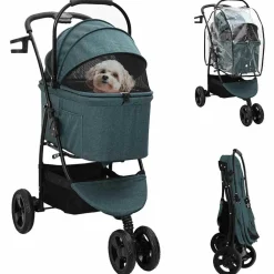 vidaXL Opvouwbare Huisdierenwagen Groen 78 x 54 x 101 cm Polyester