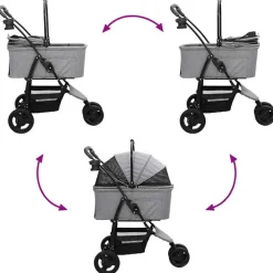 vidaXL Opvouwbare Huisdierenwagen Grijs 78 x 54 x 101 cm Polyester