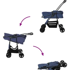 vidaXL Opvouwbare Huisdierenwagen Blauw 81 x 47 x 99 cm Polyester