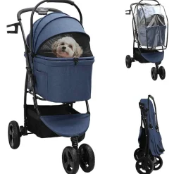 vidaXL Opvouwbare Huisdierenwagen Blauw 78 x 54 x 101 cm Polyester